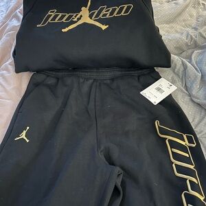 Jordan Kids Black Sweatpants with Gold Accents